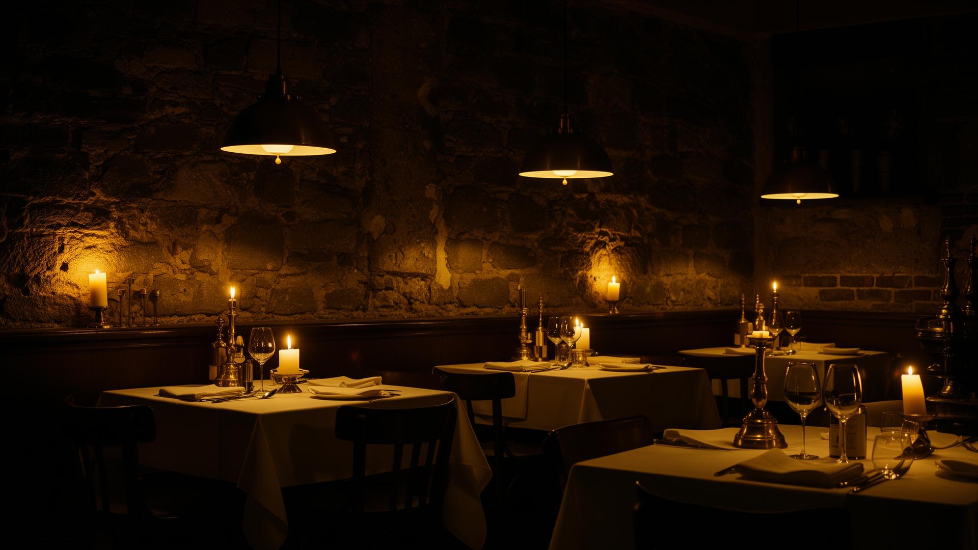 Sala interna del bistrot Maperò al lume di candela